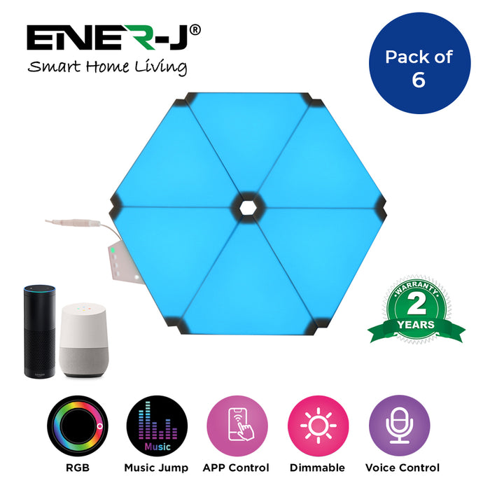 Smart WiFi Triangle RGB LED Light with Remote Control, APP Control remotely or Voice Control, 6 Pack