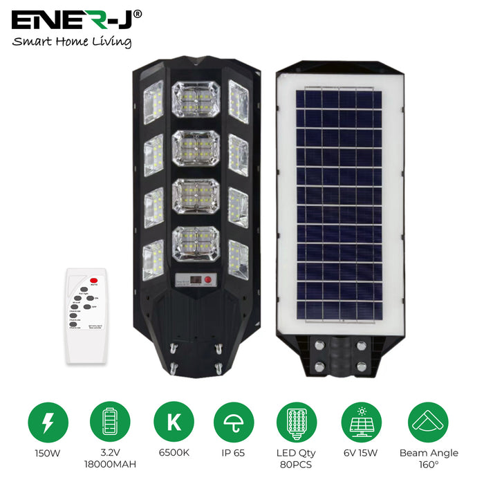 150W LED Solar Street Light with Sensors and Remote | IP66 Waterproof | High-Efficiency Solar Panels