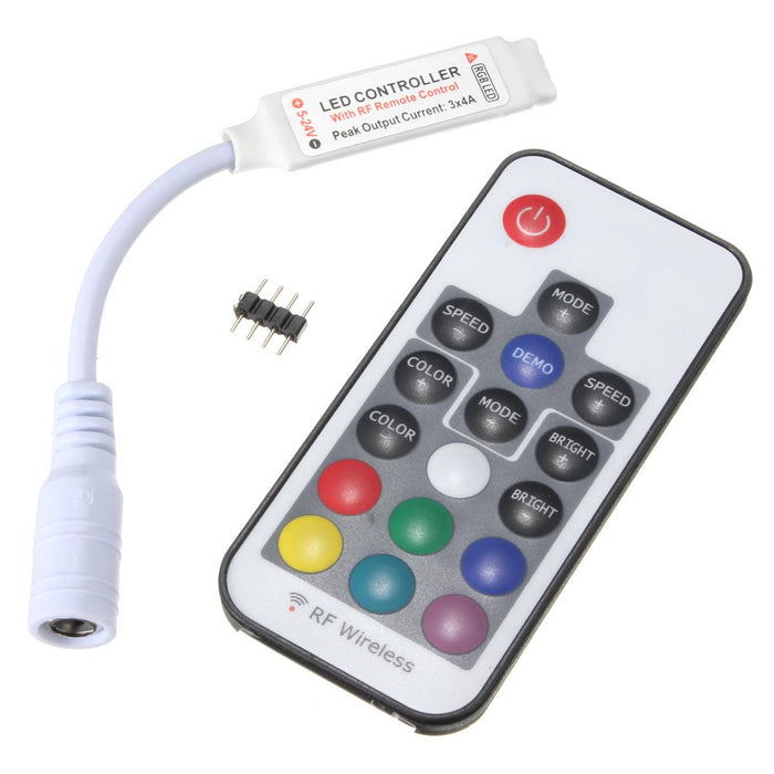 RF Mini Controller with 17-Key Remote for RGB Strips