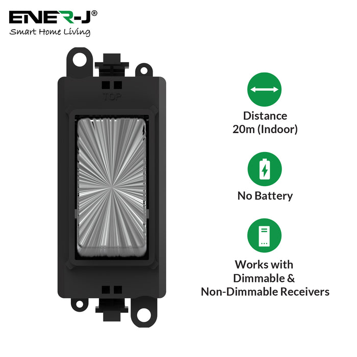 Ener-J ECO Series Wireless Grid Switch – Self-Powered 1-Gang Kinetic Switch for Click Gridpro, Satin Chrome
