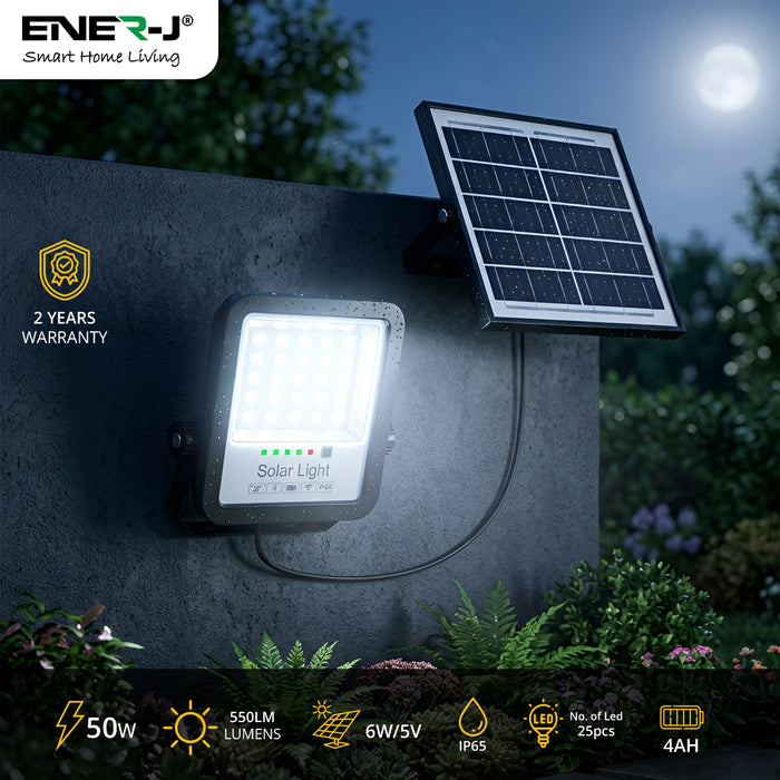 50W LED Floodlights with Solar Panels - Solar Powered, Remote Control, IP65 Waterproof