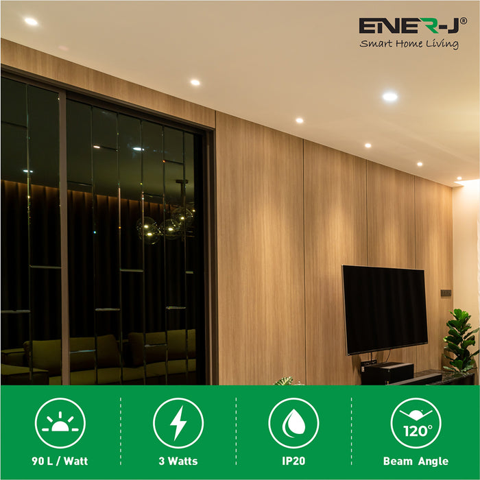 Pack of 4, 3W Recessed Round LED Mini Panel 85mm Diameter Hole Size 70mm 6000K