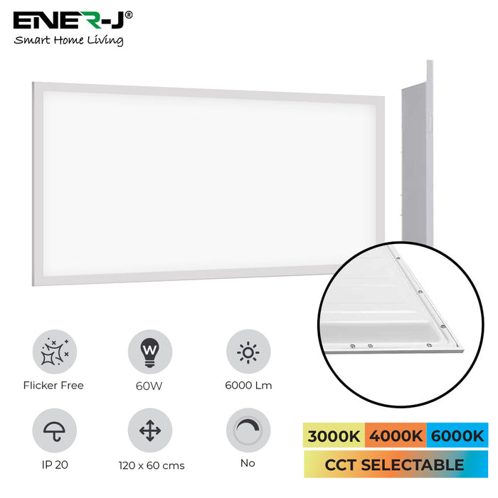 Ener-J 1195x595 60W LED Panel Light Pack of 2 CCT Switchable 3000K 4000K 6500K