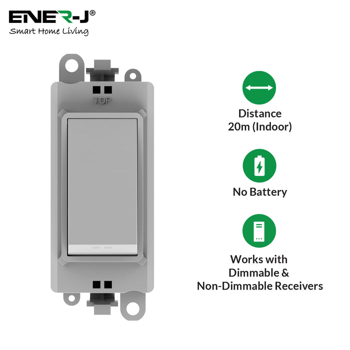 Ener-J ECO Series Wireless Grid Switch – Self-Powered 1-Gang Kinetic Switch for Click Gridpro, Polar White