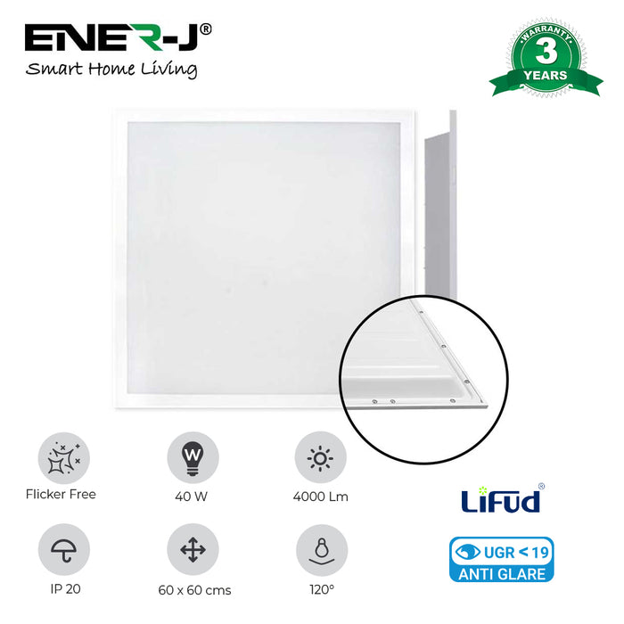 Pack of 6 units,60x60cms Backlit LED Panel 40W UGR Less Than 19 4000K