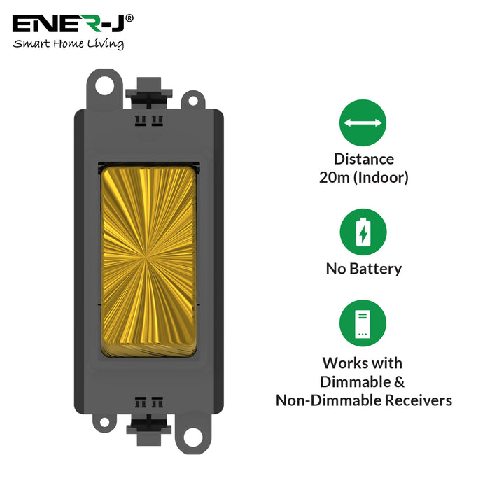 Ener-J WS1088 Wireless Grid Switch Antique Brass ECO Series | Battery-Free Kinetic Grid Switch