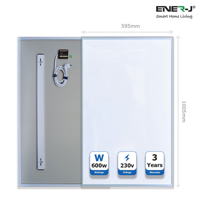 ENERJ 600W Infrared Heating Panel 100×60cm with Smart Plug-in WiFi Thermostat – Low-Cost, Efficient Room Heating