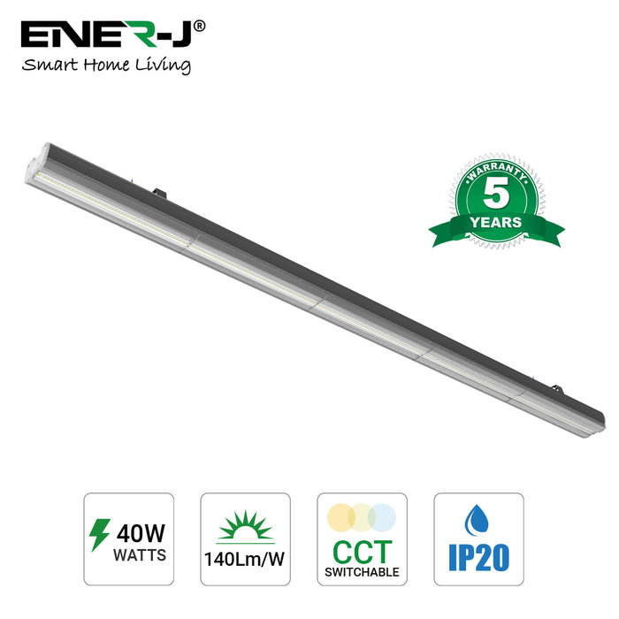 ENER-J LED Linkable Trunking Linear Light, 40W 1.2M, 160LM/W, CCT Selectable