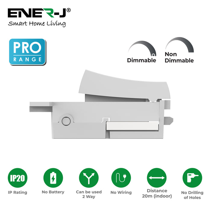 ENER-J 1 Gang Wireless Kinetic Switch – CLICK Mini Grid Style, Battery-Free RF Control, White (PRO Series)