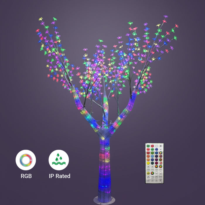 ENER-J 1.9M RGB LED Tree with 588 LEDs, Acrylic Build & Remote Control – Festive Decorative Lighting