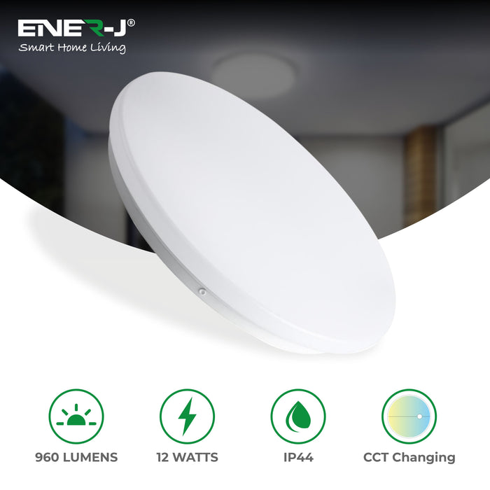 12W Ceiling Light With Microwave Sensor, 960 Lumens, CCT Changeable, ?250x55mm, IP44, With Quick Connector