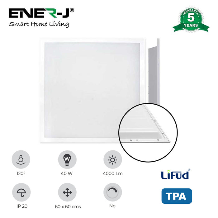 Pack of 6 units, 595x595 Backlit Panels Lifud Driver 4000 Lumens TPA Diffuser 5 Years 6500K