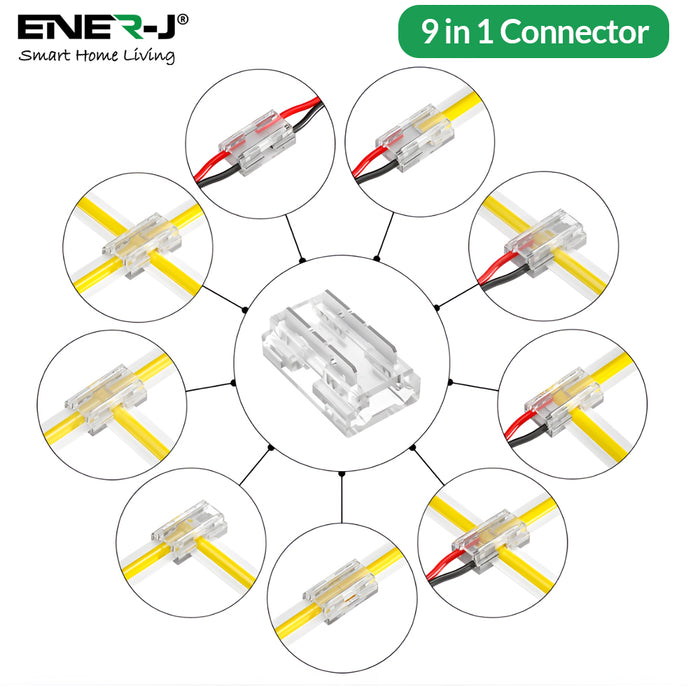 9-in-1 Multi-Use Connector for 12V/24V 8mm COB LED Strips – Universal Solder-Free Connection Kit