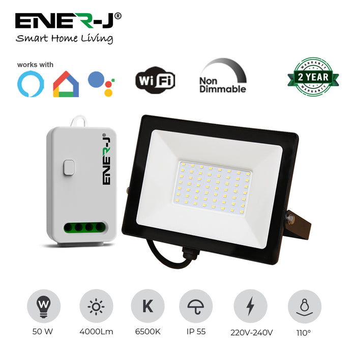 50W Slim LED Floodlight with Pre-Wired 5A RF+WiFi Receiver Module, ECO Series