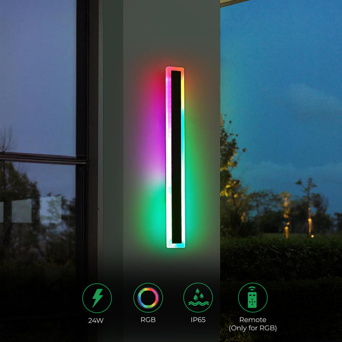 Ener-J Outdoor LED Modern Wall Light RGB 100cm Matte Black 24W 240V