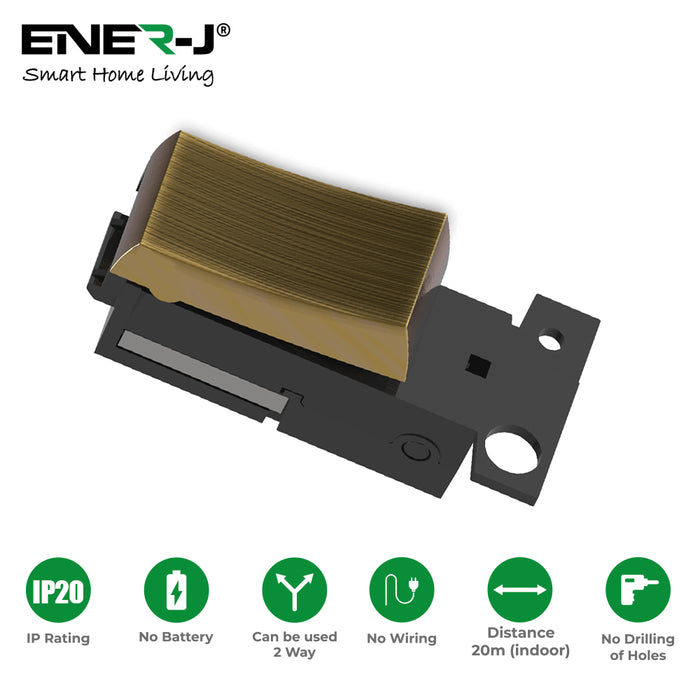 Ener-J Wireless Kinetic Grid Switch Module Antique Brass Single Gang FSK 433MHz