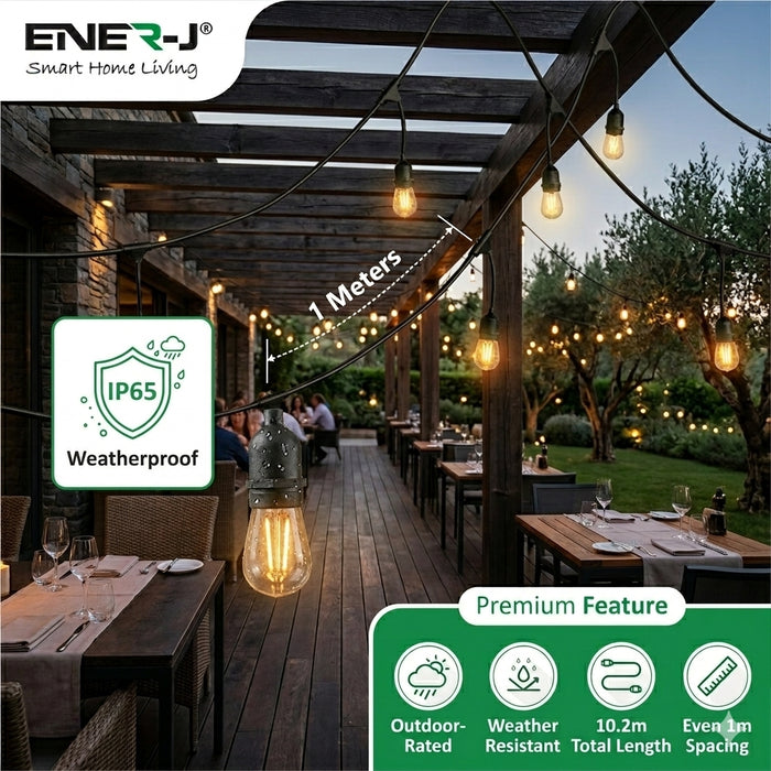 LED Filament Bulb String Light Kit 10.2 meters (inc 10x2W Filament LED Lamps)
