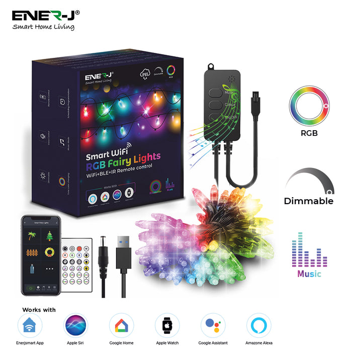 Smart WiFi RGB Fairy Lights 5m with 50 LEDs, APP & Voice Control, IP65