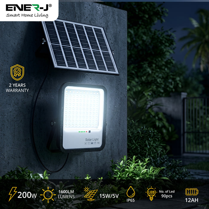 200W LED Floodlights with Solar Panels - Solar Powered, Remote Control, IP65 Waterproof