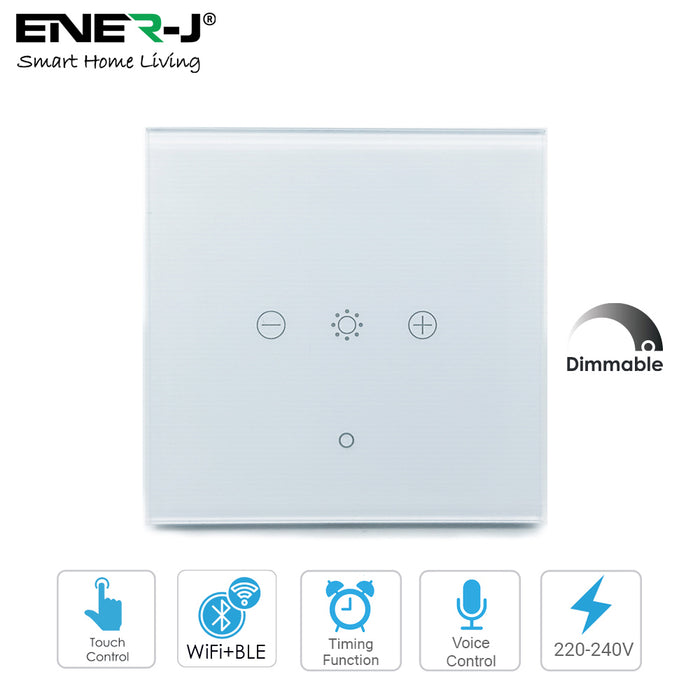 Ener-J Smart Home WiFi RF Smart 1 Gang Dimmable Touch Switch White 240V 150W