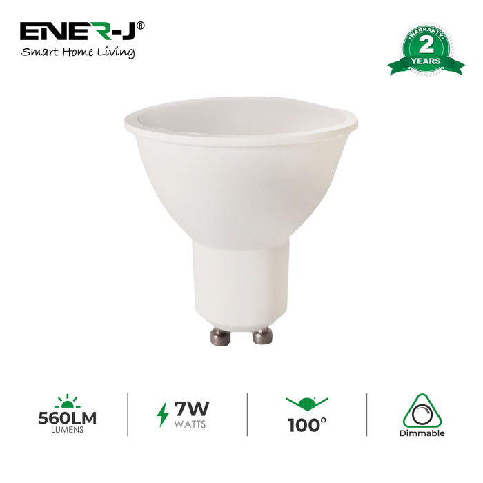 Pack of 10 units, 7W LED Dimmable Bulb, GU10, 4000K
