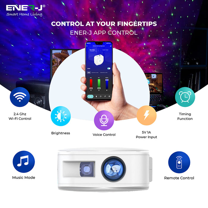 Smart WiFi+BLE LED Galaxy Projector Light with Nebula effect, APP & Voice Control