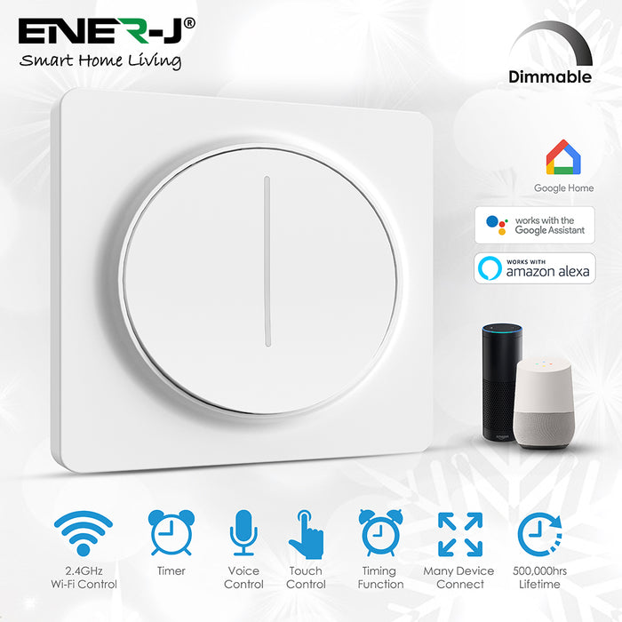 Ener-J Smart Wi-Fi 1 Gang Dimmable Touch Switch Stepless Dimming White 240V 220W