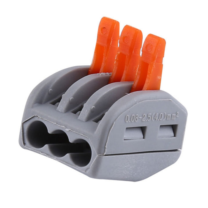 3 Way Lever Connector (100pc pack) - 3-Way Spring Terminal Block Reusable Electric Cable Wire Connector 100 Pcs