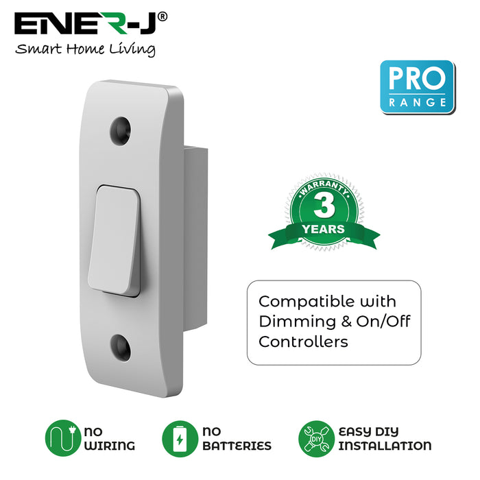 ENER-J WS1090 Wireless Kinetic Architrave Switch – Battery-Free RF Control, 1 Gang, White (PRO Range)
