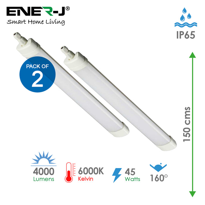 LED Triproof Batten IP65 45W 150cms 6000K (pack of 2 units)