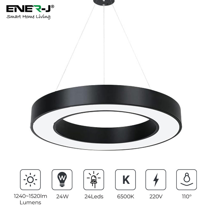 24W Hollow Round Pendant Light – Modern Minimalist LED Chandelier
