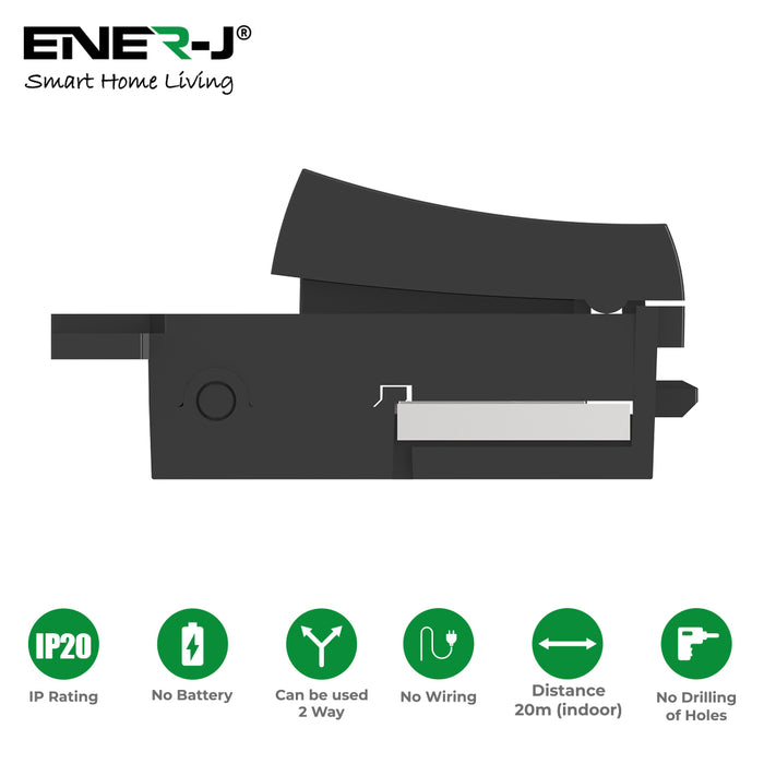 Ener-J 1 Gang Wireless Kinetic Grid Type Switch Module Black 240V