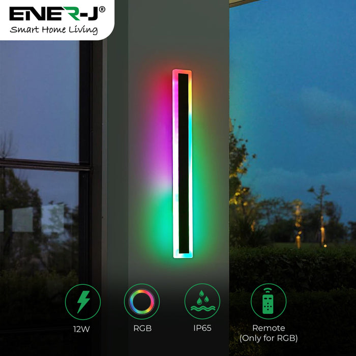 Ener-J Outdoor LED Modern Wall Light RGB 60cm Matte Black 12W 240V