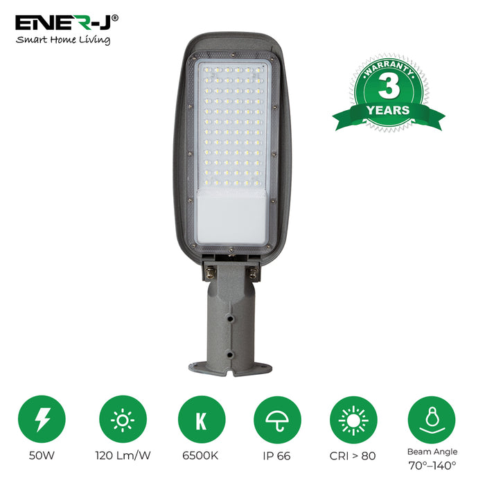 50W High-Lumen LED Streetlights with Adjustable Arm, 3yrs warranty 120Lm/W