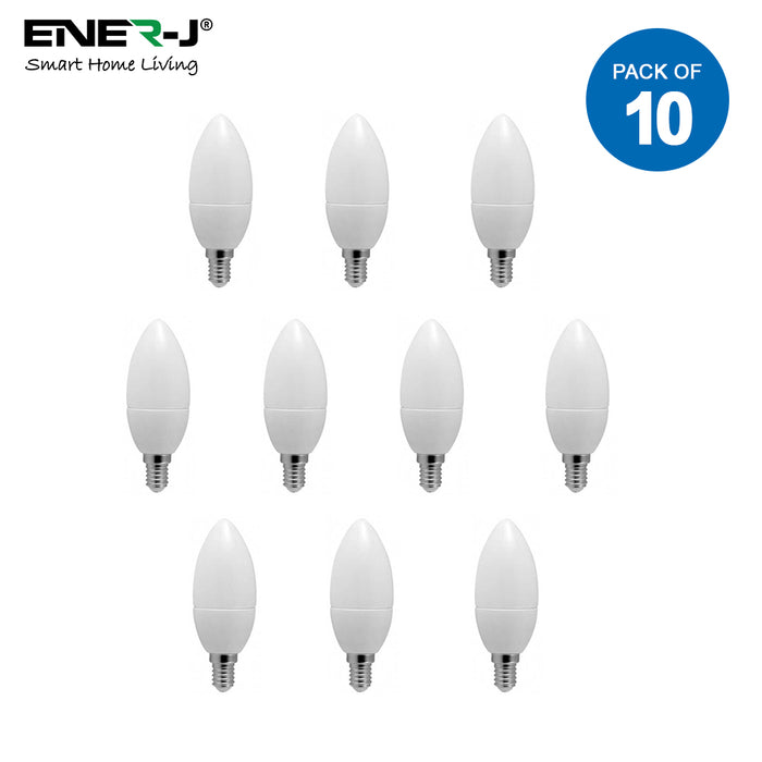 Pack of 10 units, C37 4W E14 Small Edison Screw LED Candle Bulbs, 40W Incandescent Bulb Equivalent, Day White 320lm 3000K