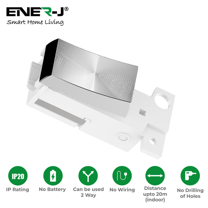 Ener-J Wireless Kinetic Grid Switch 1 Gang Self Powered Satin Chrome