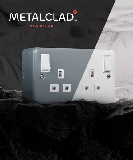 Click Scolmore Metal Clad durable metal switches and sockets for commercial use