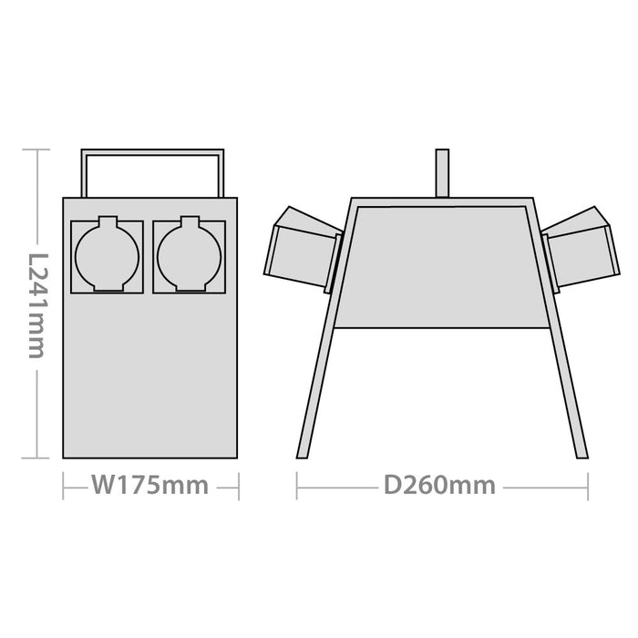 Red Arrow LFUK4S 110V 16A 4 Way Power Splitter Box – IP44 Steel Housing & 5m Cable