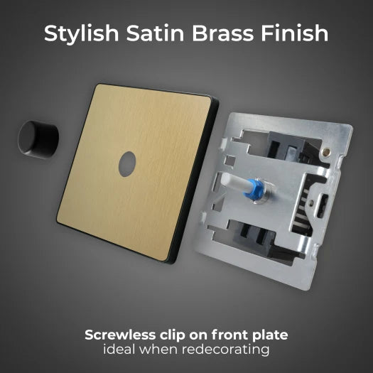 BG Evolve PCDSB81B 1G 2W 200W Trailing Edge LED Dimmer Switch - Satin Brass