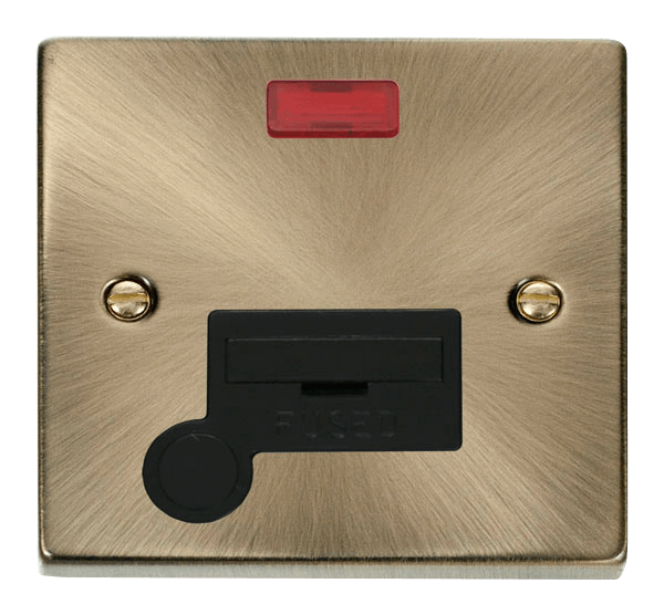 Click Scolmore VPAB053BK 13A FCU With Neon & Optional Flex Outlet - Antique Brass