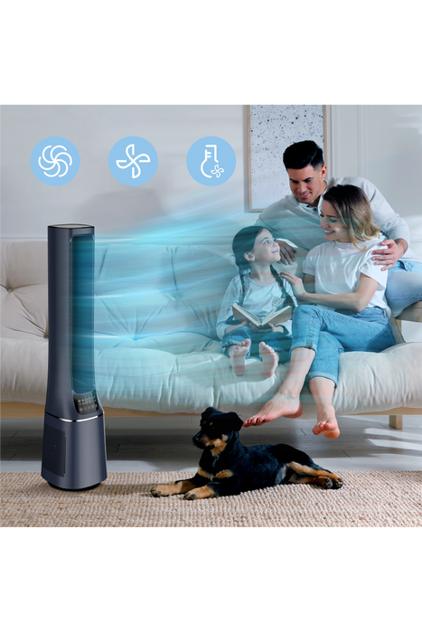 Midea MBF150BSUK 2-in-1 Bladeless Tower Fan 10 Speed Settings Dark Blue