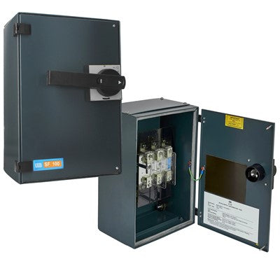 CED Axiom SF100 100A Switch Fuse TPN Grey Steel Enclosure