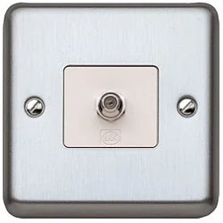 MK K3585BSS 1G 'F' Type Satellite TV Outlet Brushed Stainless Steel