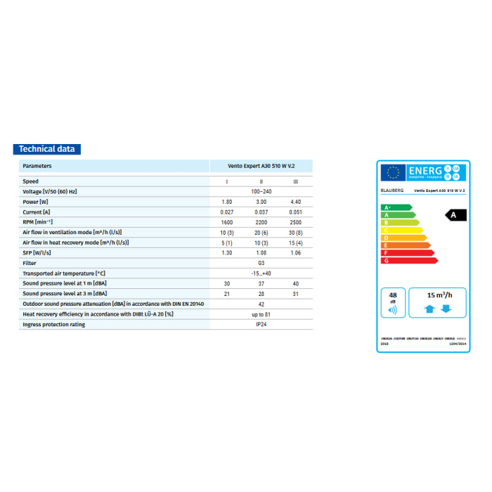 Blauberg VENTO-MINI-AIR-TER Vento Mini-Air Decentralised Heat Recovery Terracotta